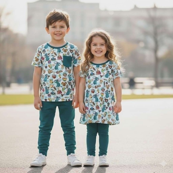 Serial Bamboo Thrifter Chef's Snack Adventure Peplum Set 9/10T NWT - Picture 1 of 2